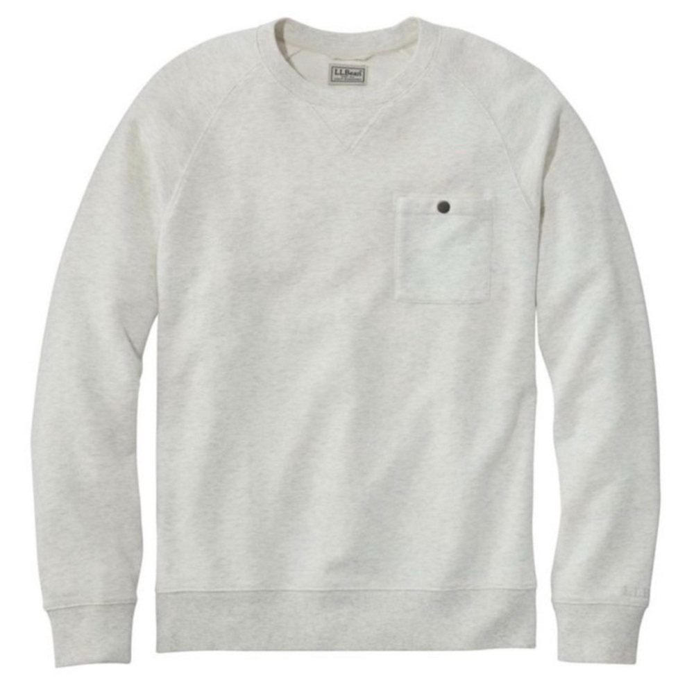 L.L. BEAN Men's Lakewashed Cotton Crewneck in Silver Birch Heather Gray Size XL